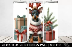 Watercolor Doberman Pinscher with Reindeer Horns, Product Image 2