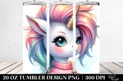 Watercolor Baby Unicorn Cool Haircut | 20 oz Tumbler Product Image 2