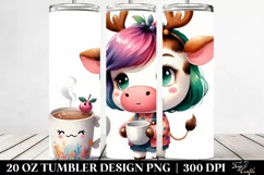 Watercolor Cow with Reindeer Horns, Transparent 20 Oz Product Image 2