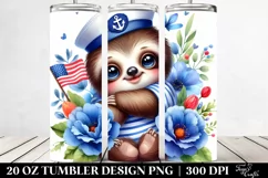 Colorful Small Sloth Cuddling Sailor | 20 Oz Tumbler Product Image 2