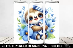 Colorful Small Sloth Cuddling Sailor | 20 Oz Tumbler Product Image 2
