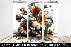 glossy glass nasturtium with marble splash | 20 oz Tumbler Product Image 2