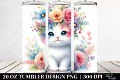Cartoon-Style Kitten Flower Tumbler Product Image 2