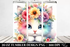 Cartoon-Style Kitten Flower Tumbler Product Image 2