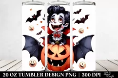 Watercolor Funny Vampire, Transparent 20 Oz Tumbler Product Image 2