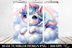 Watercolor Baby Unicorn Spring Petals | 20 oz Tumbler Product Image 2