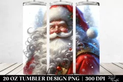 Glittery Santa Portrait Clipart, Transparent 20 Oz Tumbler Product Image 2