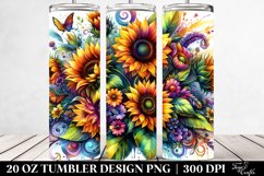 Vibrant Sunflowers Drawing | 20 oz Tumbler Product Image 2