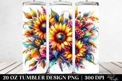 Vibrant Sunflowers Drawing | 20 oz Tumbler Product Image 2