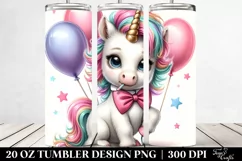 Cute Baby Unicorn Posing as Johny Bravo Watercolor | 20 oz Product Image 2