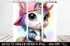 Cute Baby Unicorn Posing as Johny Bravo Watercolor | 20 oz Product Image 2