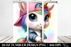 Cute Baby Unicorn Posing as Johny Bravo Watercolor | 20 oz Product Image 2