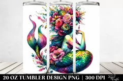 Mermaid Floral Wreath Drawing | 20 oz Tumbler Product Image 2
