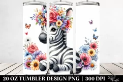 Cartoon Zebra Flower Crown | 20 oz Tumbler Product Image 2