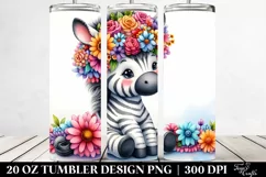 Cartoon Zebra Flower Crown | 20 oz Tumbler Product Image 2