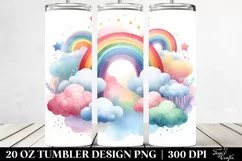 Colorful Pastel Rainbow with Clouds | 20 Oz Tumbler Product Image 2