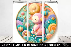 3D Embossed Colorful Monkey Clipart 20 Oz Tumbler Product Image 2