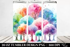 Colorful Pastel Rainbow Trees Watercolor | 20 oz Tumbler Product Image 2