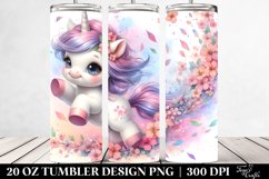 Cute Baby Unicorn Tumbling with Spring Petals | 20 oz Product Image 2