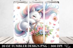 Baby Unicorn Tumbling with Spring Petals | 20 Oz Tumbler Product Image 2