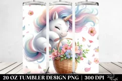 Baby Unicorn Tumbling with Spring Petals | 20 Oz Tumbler Product Image 2