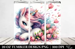 Cute Baby Unicorn Tumbling with Spring Petals | 20 Oz Product Image 2