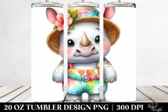 Colorful Cute Baby Rhino Dressed for Summer | 20 Oz Tumbler Product Image 2