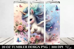 Cute Baby Unicorn Tumbling with Spring Petals | 20 oz Product Image 2