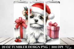 Watercolor Maltese with Santa Hat, Transparent 20 Oz Tumbler Product Image 2
