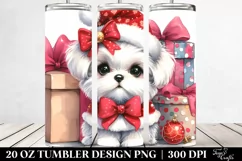 Watercolor Maltese with Santa Hat, Transparent 20 Oz Tumbler Product Image 2