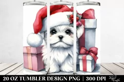 Watercolor Maltese with Santa Hat, Transparent 20 Oz Tumbler Product Image 2