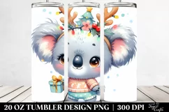 Watercolor Koala with Reindeer Horns, Transparent 20 Oz Product Image 2