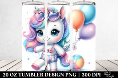 Cute Baby Unicorn with Beachwear and Balloons | 20 Oz Product Image 2