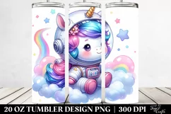 Pastel Cute Unicorn Astronaut. 20 oz Tumbler Design Product Image 2