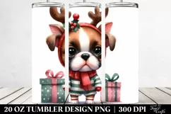 Watercolor Boxer with Reindeer Horns, Transparent 20 Oz Product Image 2