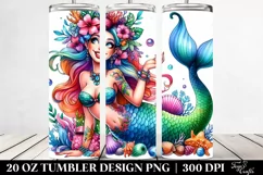Funny Mermaid Drawing | 20 oz Tumbler Product Image 2
