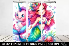 Funny Mermaid Drawing | 20 oz Tumbler Product Image 2