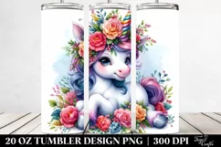 Cute Baby Unicorn Drawing | 20 oz Tumbler Product Image 2