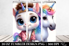 Cute Baby Unicorn Posing as Johny Bravo Watercolor | 20 oz Product Image 2