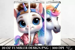 Cute Baby Unicorn Posing as Johny Bravo Watercolor | 20 oz Product Image 2