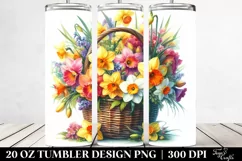 20 Oz Tumbler Sublimation | Vibrant Narcissus Watercolor Product Image 2