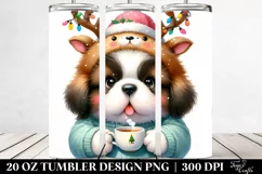 Watercolor Saint Bernard with Reindeer Horns, Transparent 20 Product Image 2