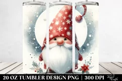 Christmas Gnome in Watercolor, Transparent 20 Oz Tumbler Product Image 2