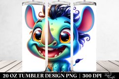 Colorful Baby Rhino Cartoon | 20 Oz Tumbler Product Image 2