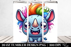 Colorful Baby Rhino Cartoon | 20 Oz Tumbler Product Image 2