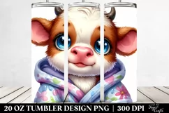 Small Vibrant Watercolor Baby Cow in Bath Robe | 20 Oz Product Image 2