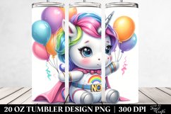 Baby Unicorn Hero with Balloons | 20 Oz Tumbler Product Image 2