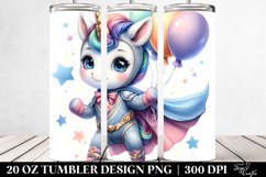 Baby Unicorn Hero with Balloons | 20 Oz Tumbler Product Image 2