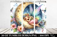 Colorful Fairy Napping on the Moon | 20 Oz Tumbler Product Image 2