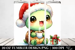 Watercolor Turtle with Santa Hat, Transparent 20 Oz Tumbler Product Image 2